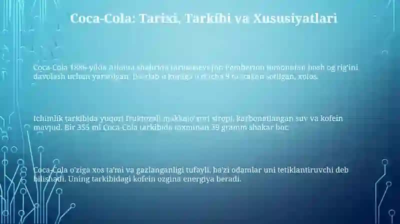 Coca-Cola: Tarkibi, Ta'siri va Xavflari 3