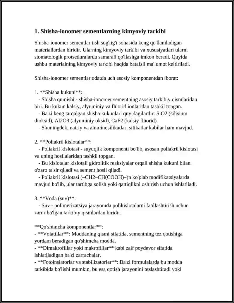 SHISHAINOMER SEMENTLAR. XUSUSIYATLARI,QOLLANILISHI 3