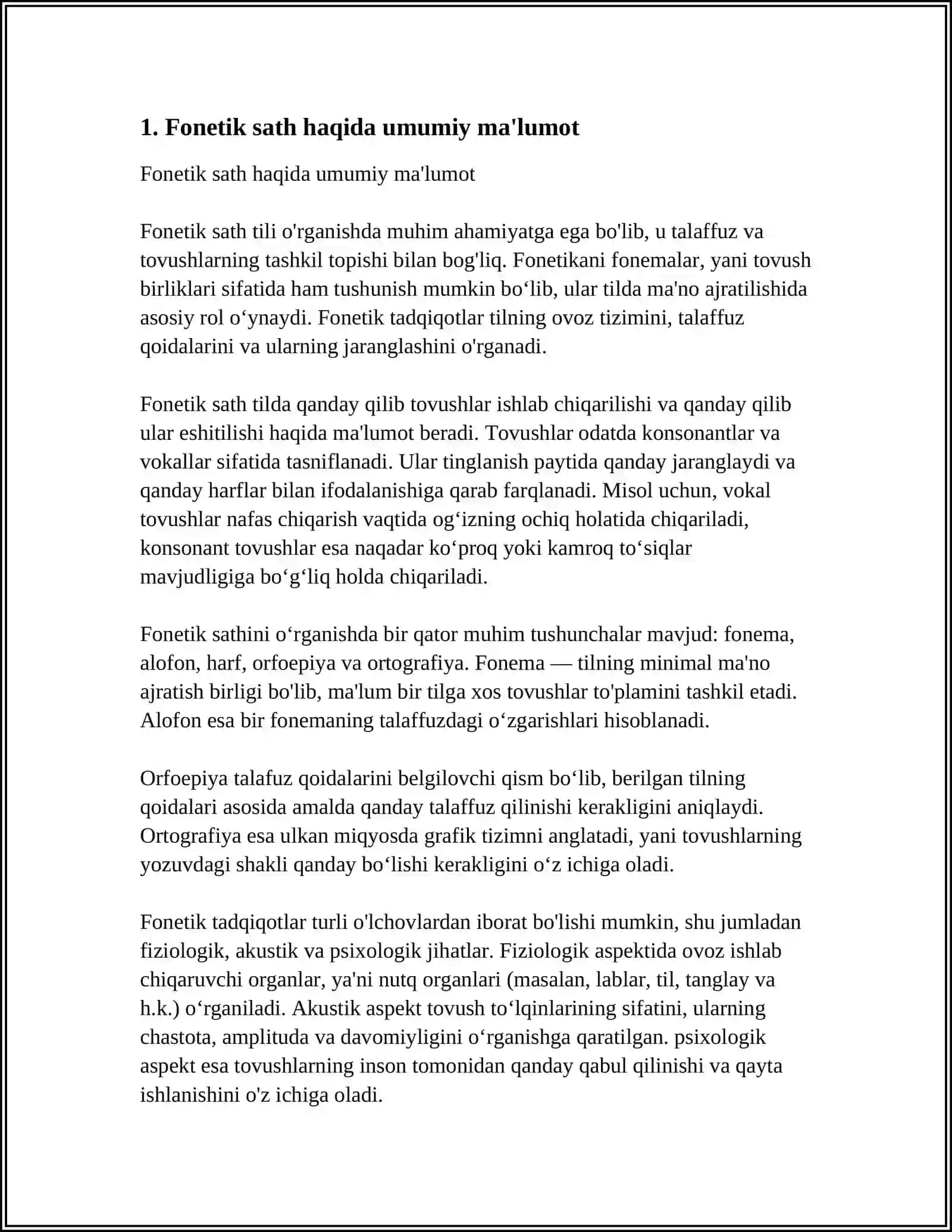 TIL SATHLARI VA ULARNING BIRLIKLARI. FONETIK SATH VA FONETIK BIRLIKLAR 3