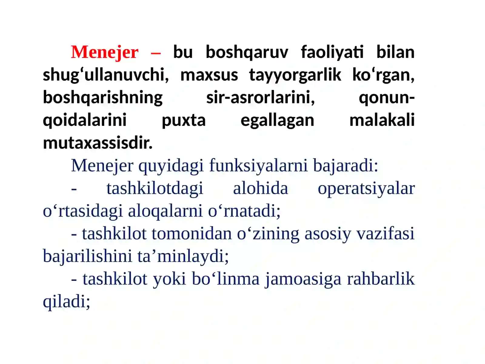 ZAMONAVIY MENEJER VA YETAKCHI. MENEJER USLUBI VA MADANIYATI 3