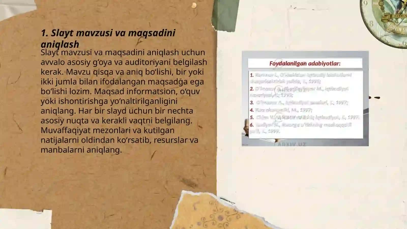 Slayt mavzusi va maqsadini aniqlash 3