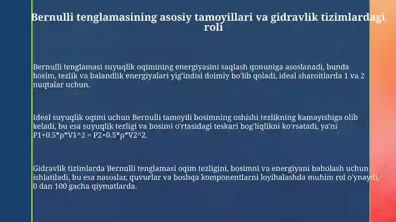 Bernuliy tenglamasing gidravlik tizimlarda amaliy qulanilishi 3