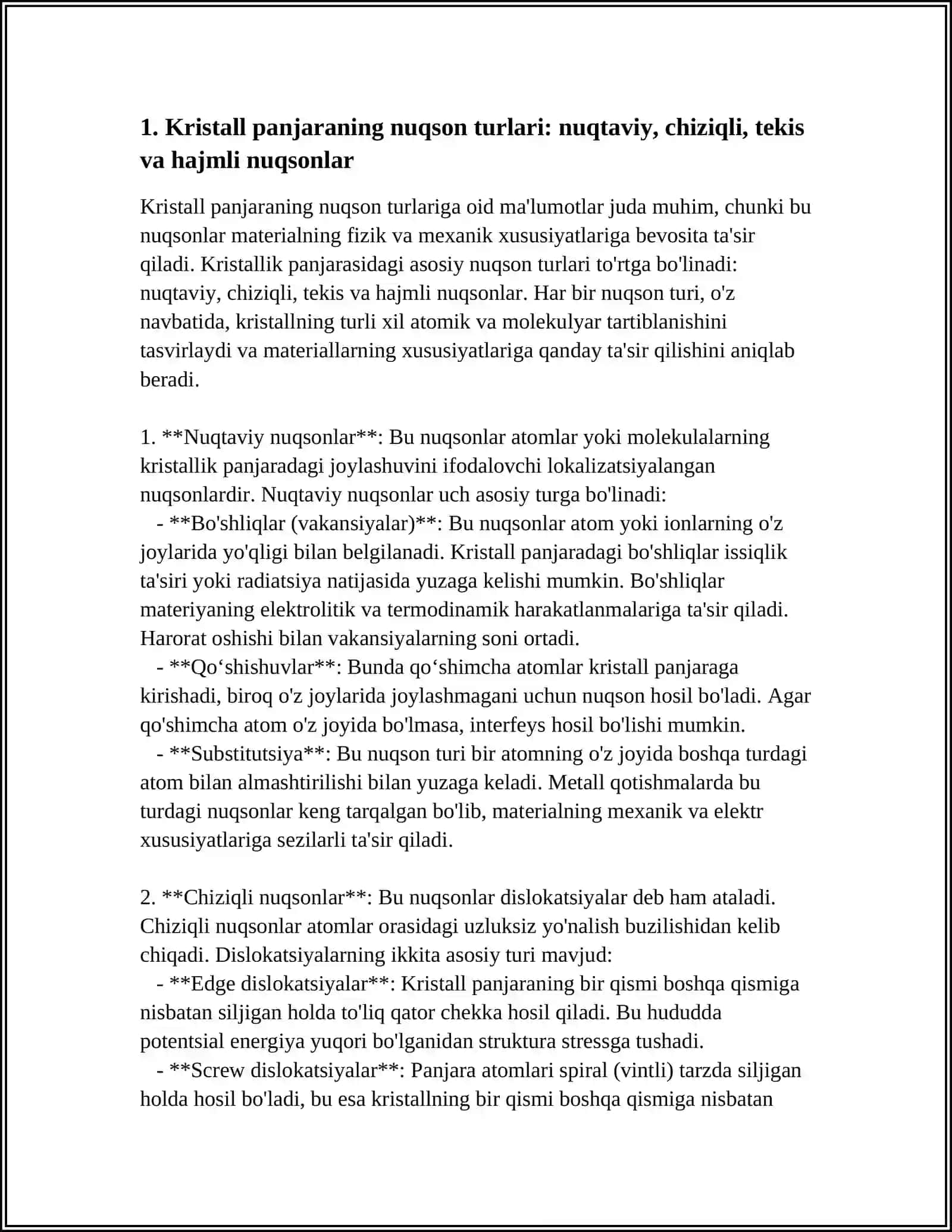 KRISTALL PANJARANING NUQSONLARI VA ULARNING MATERIALLARNING XOSSALARIGA TAʼSIRI 3