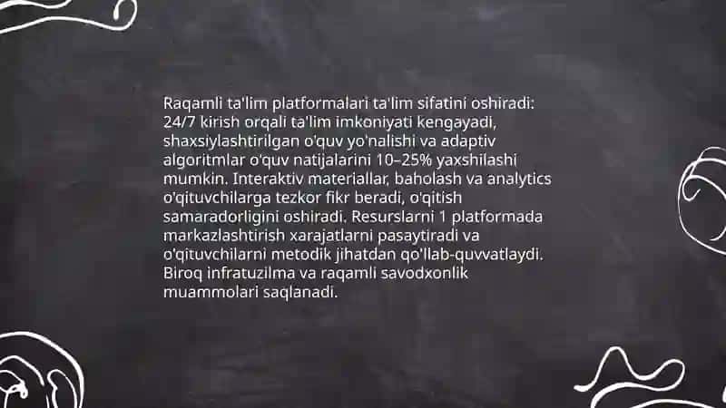 Raqamli ta'lim platformalari ta'lim sifatini oshiradi 3