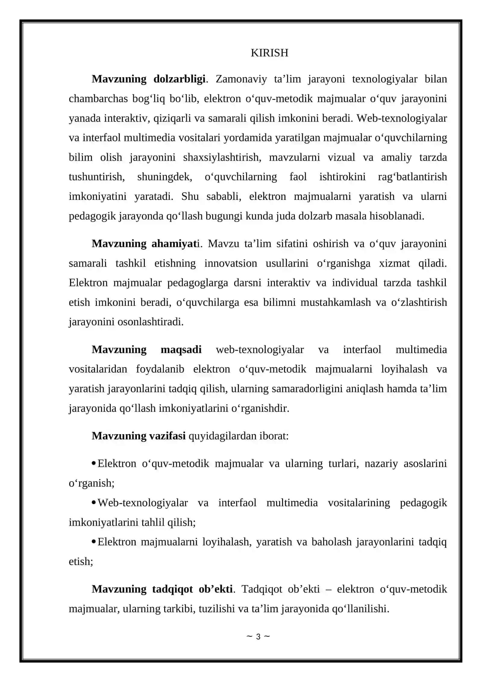 Web-texnologiyalar va interfaol multimedia vositalari yordamida elektron o‘quv-metodik majmualar yaratish 3