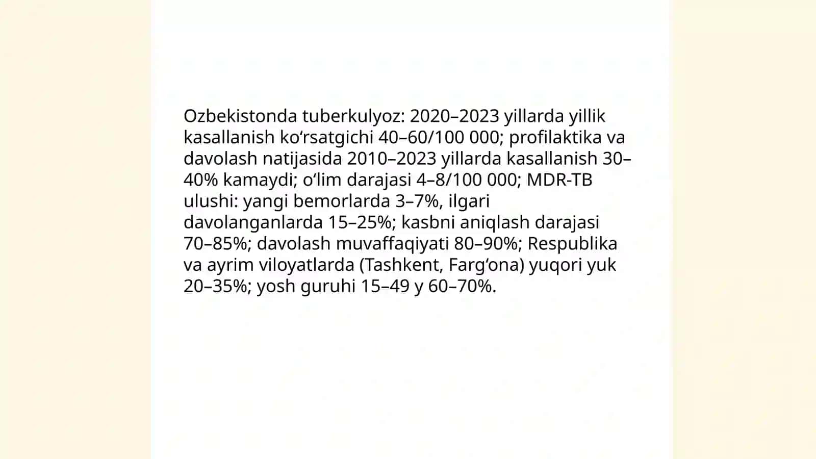 Ozbekistonda Tuberkulyozga Qarshi Kurashishning Milliy Dasturi 3