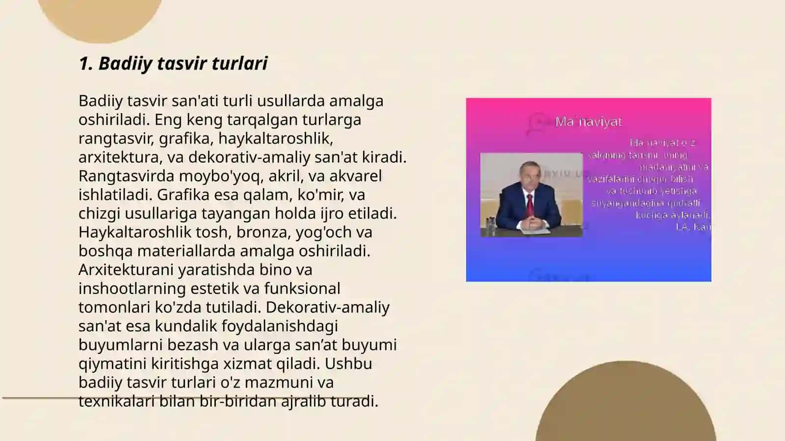 Badiiy tasvir va ifoda vositalari.Manaviy va lafziy sanʼatlar 3