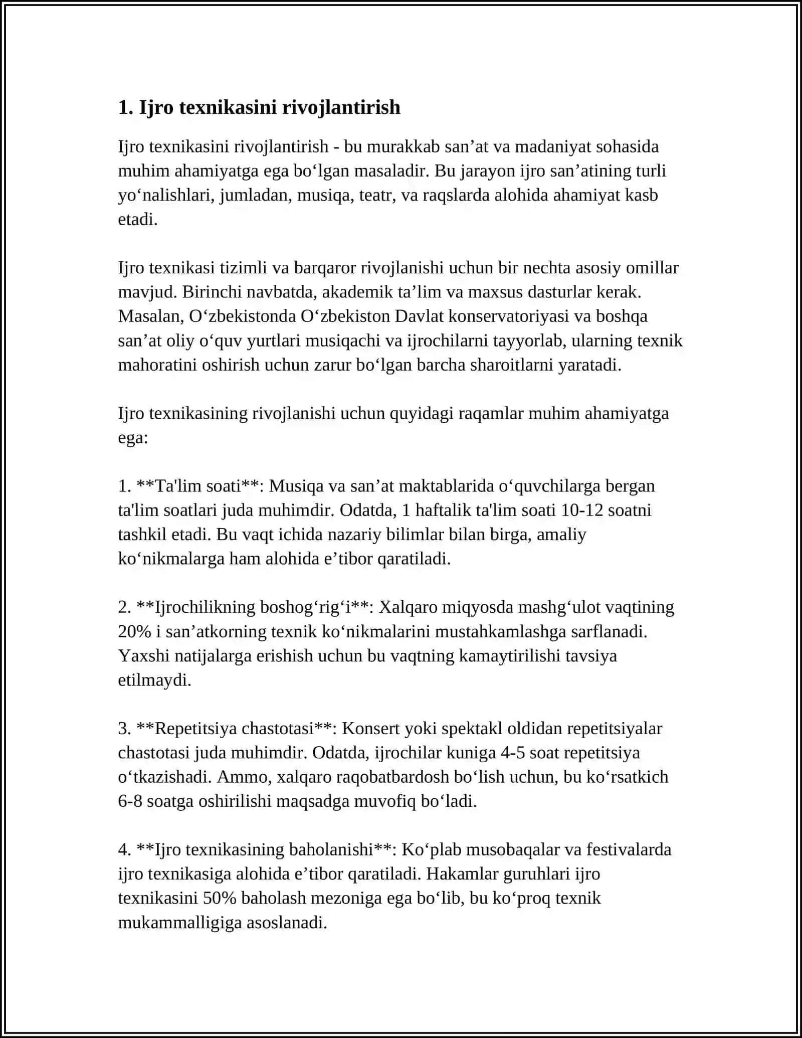 CHOLG'U IJROCHILIK MAHORATINI O'STIRISH USULLARINI O'RGANING 3