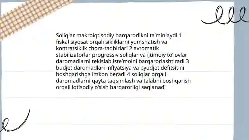 Iqtisodiyotni tartibga solishda soliqlarning o’rni va ahamiyati 3