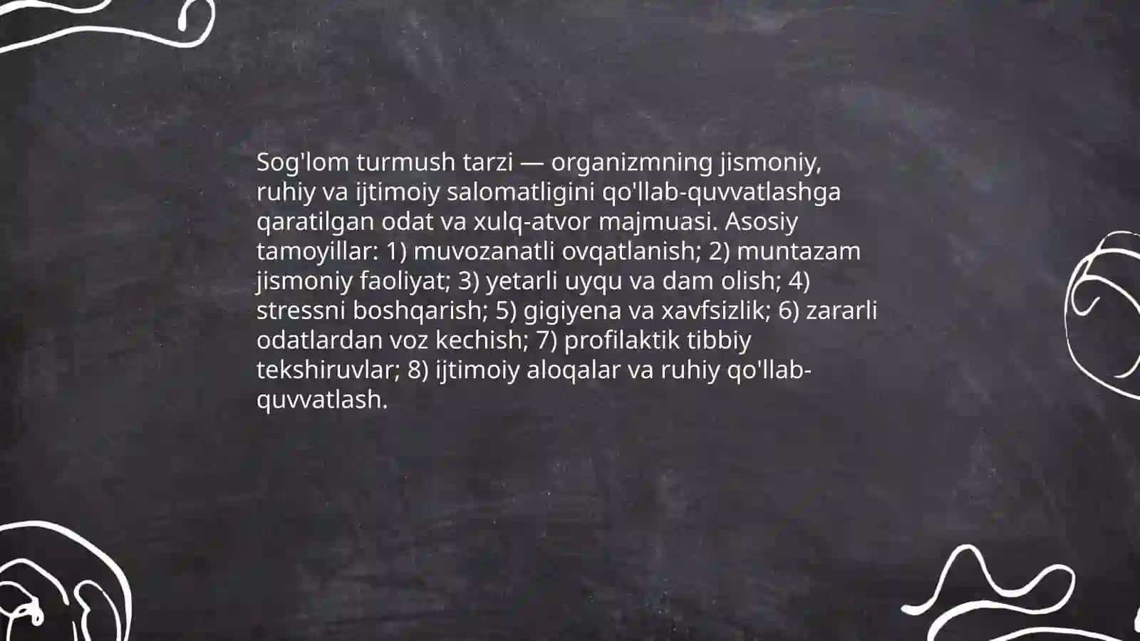 Soĝlom turmush tarzi va uning salomatlikni shakilasntirishdagi ahamiyati (Sog'lom turmush tarzi) 3