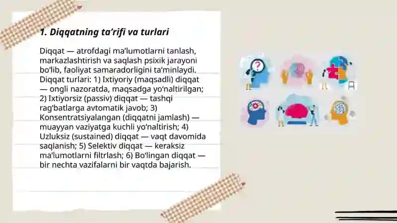 Diqqatning rivojlanishi va diqqat faoliyatning zaruriy sharti 3