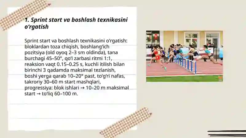 Sprint start va boshlash texnikasini oʻrgatish 3