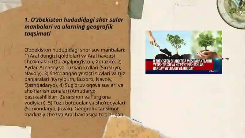 Oʻzbekiston hududidagi shor sularni chuchuklashtirish gʻoyasini yaratish 3