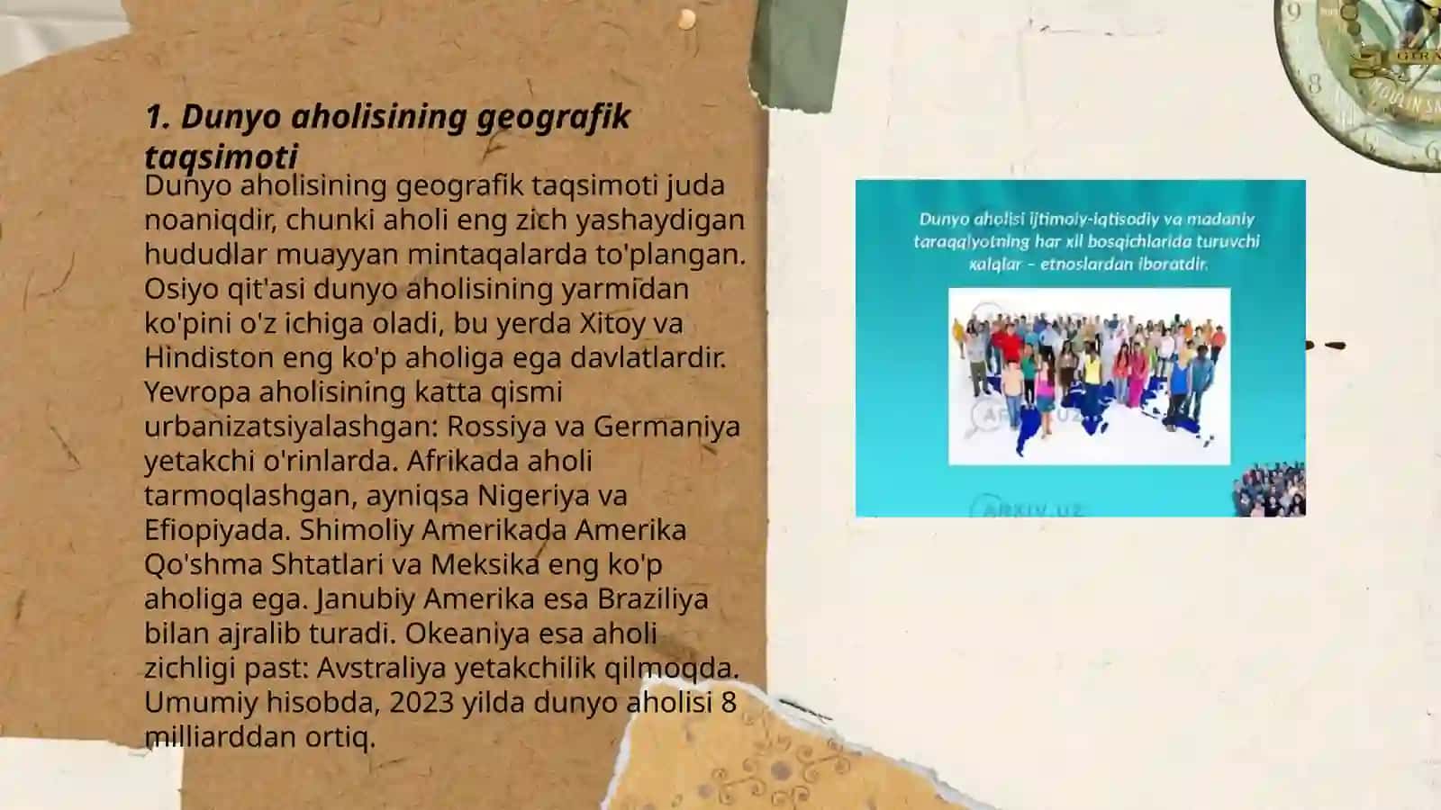 Dunyo aholisining geografik taqsimoti 3