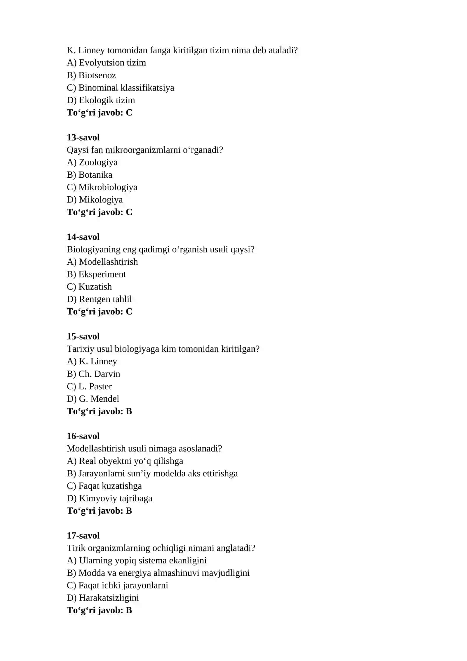 Tibbiy Biologiy fanidan yakuniy test 3