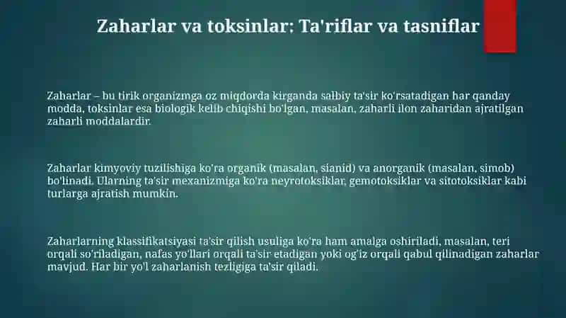 Zaharlar va Toksinlar 3
