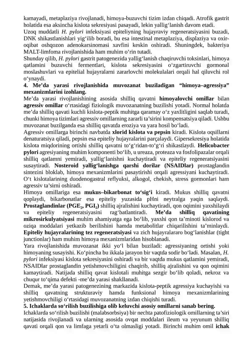 Patalogik Fiziologiya Fanidan 3-kurs V smestir oraliq nazorat savollariga  tòlliq javoblar 3