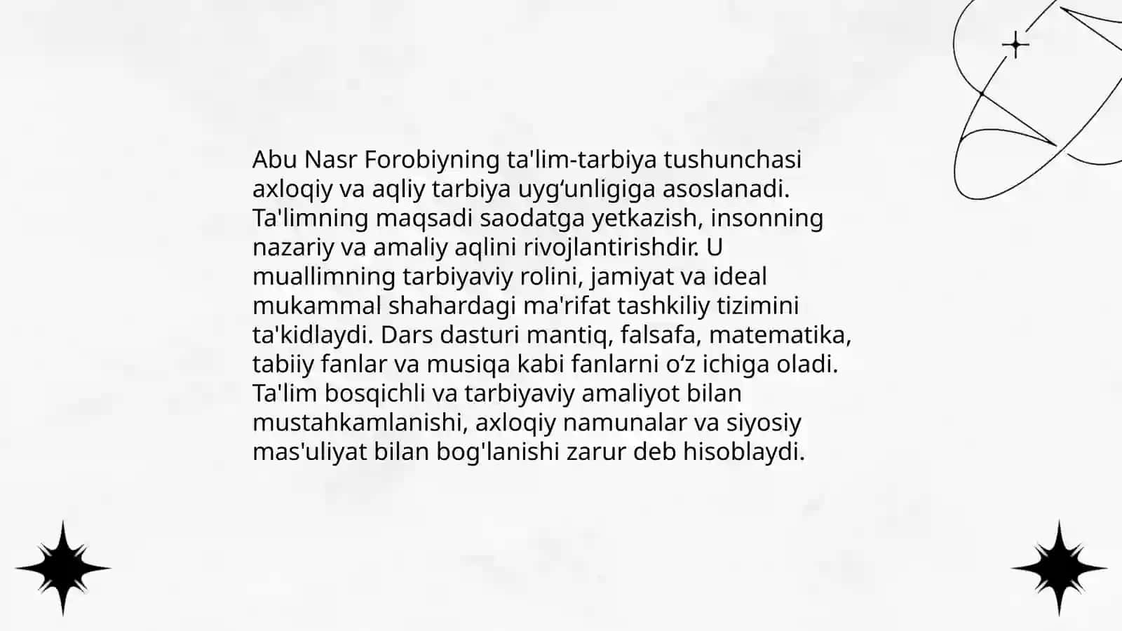 Abu Nasr Forobiyning ta’lim-tarbiya haqidagi pedagogik g‘oyalari 3