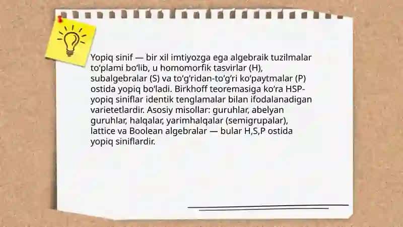 Muhim yopiq siniflar va ularga doir lemmalar 3