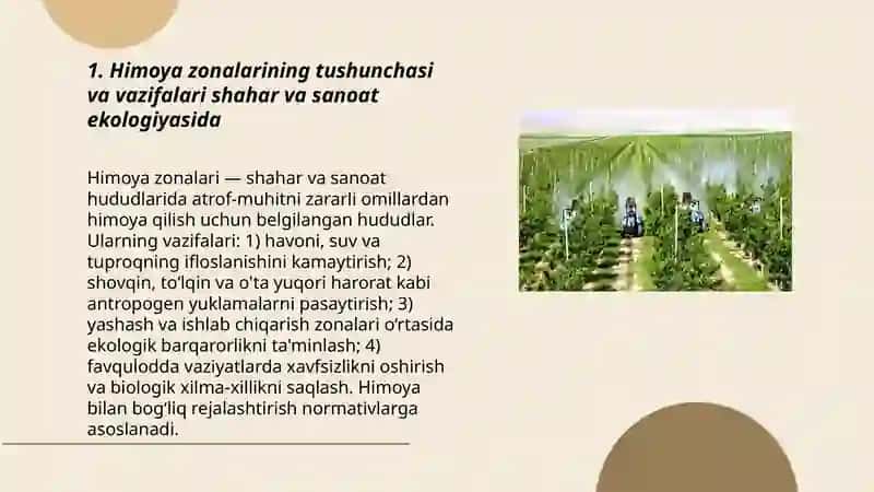 Shahar va sanoat ekologiyasi fanidan himoya zonalari 3