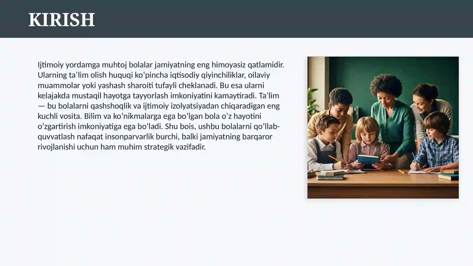 IJTIMOIY YORDAMGA MUHTOJ BOLALARGA TA`LIM BERISH 3
