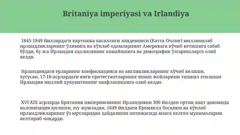 XVI-XIX asrlarda Irlandiya va Shotlandiya masalasi 3