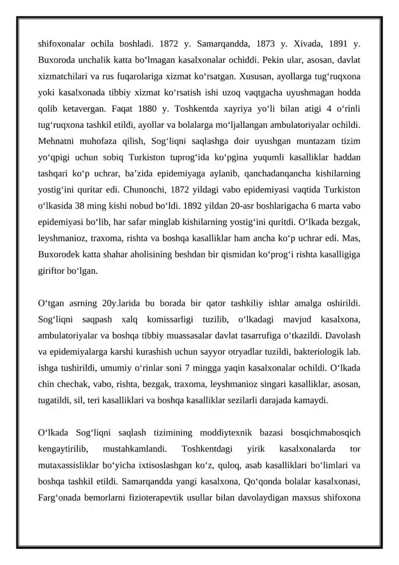SOG’LIQNI SAQLASH IQTISODIYOTI KO’RSATKICHLARINI HISOBLASH BO’YICHA MASALALAR ECHISH 3