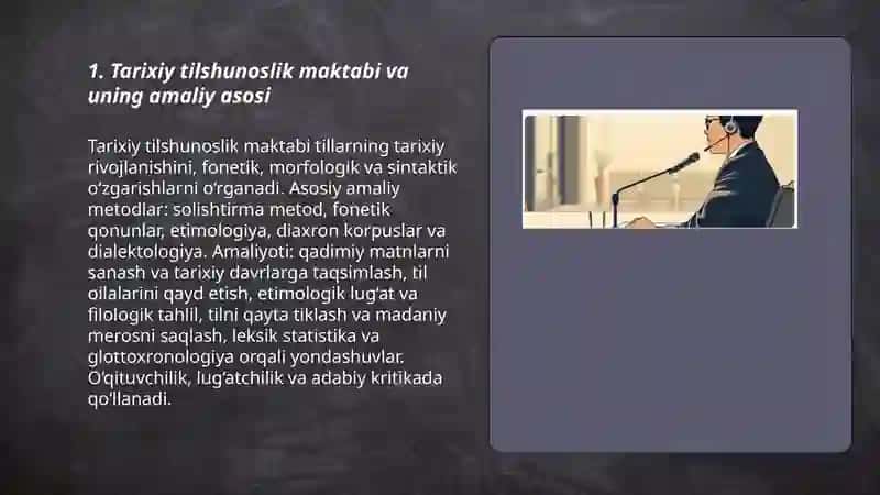 Tarixiy tilshunoslik maktabi va uning amaliy asosi 3