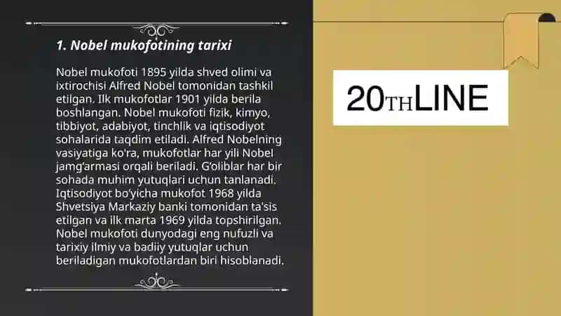 Nobel mukofotini olganda gapirish uchun 3