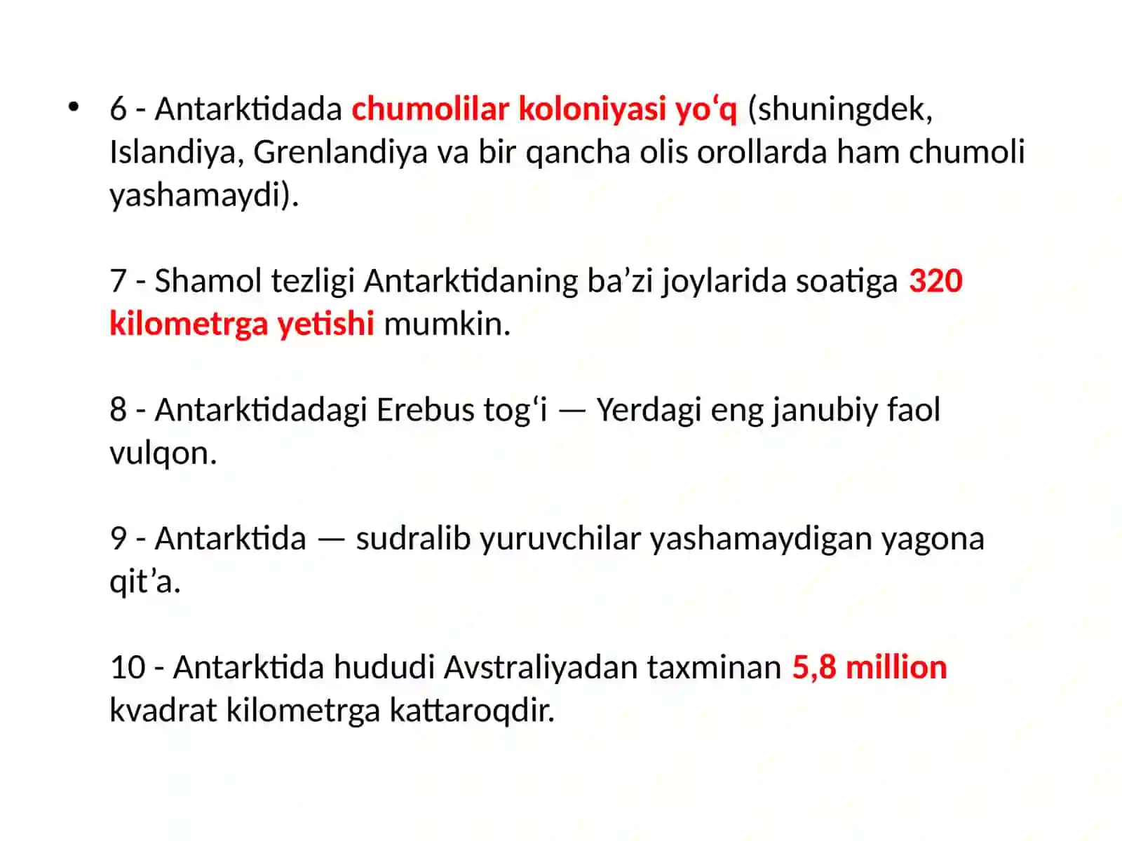 ANTARTIDA MATERIGI HAQIDA QIZIQARLI FAKTLAR 3