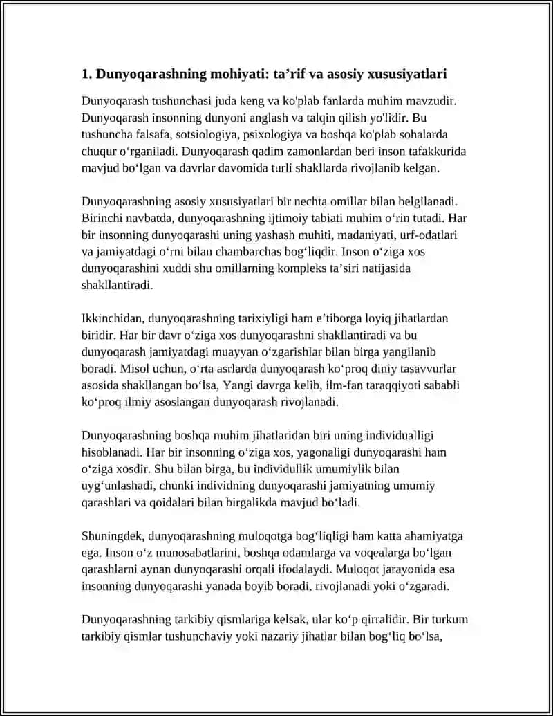 DUNYOQARASHNING MOHIYATI TUZILISHI VA FUNKSIYALARI 3