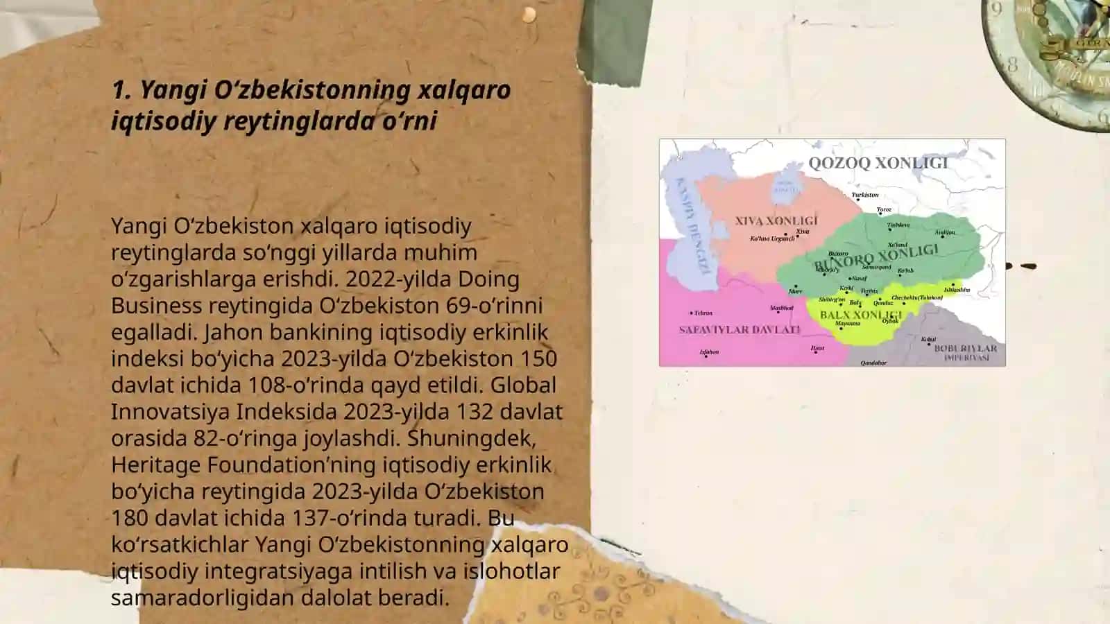 Yangi Oʻzbekistonning ijtimoiy-siyosiy iqtisodiy va madaniy hayotida roʻy berayotgan oʻzgarishlarning xalqaro reyting va indekslarda aks etishi 3