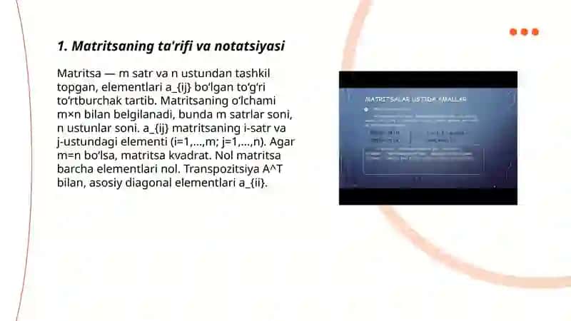 Matritsalar va ular ustida amallar 3