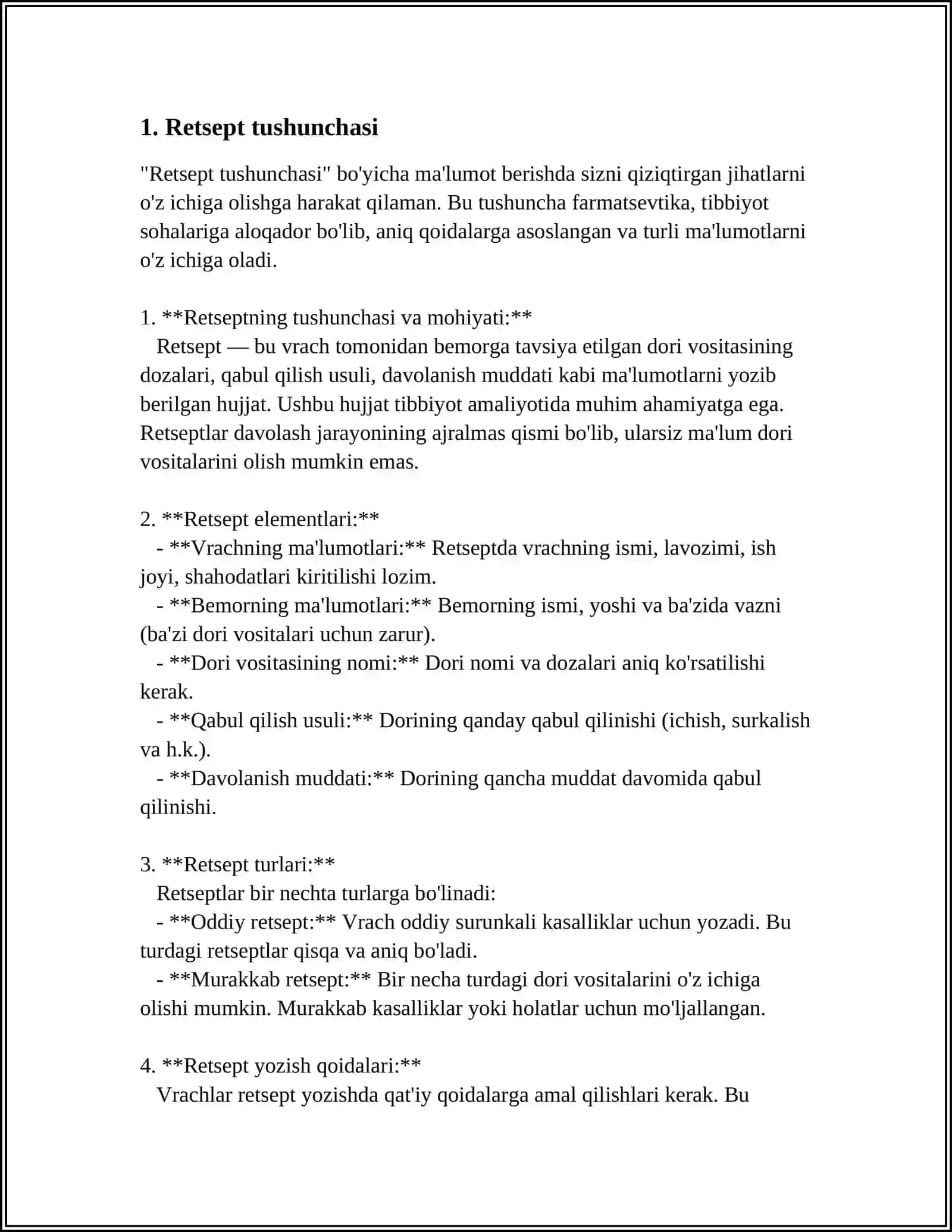 RETSEPT BLANKASI YOZISH QOIDALARI TUZILISHI SHAKILLARI 3