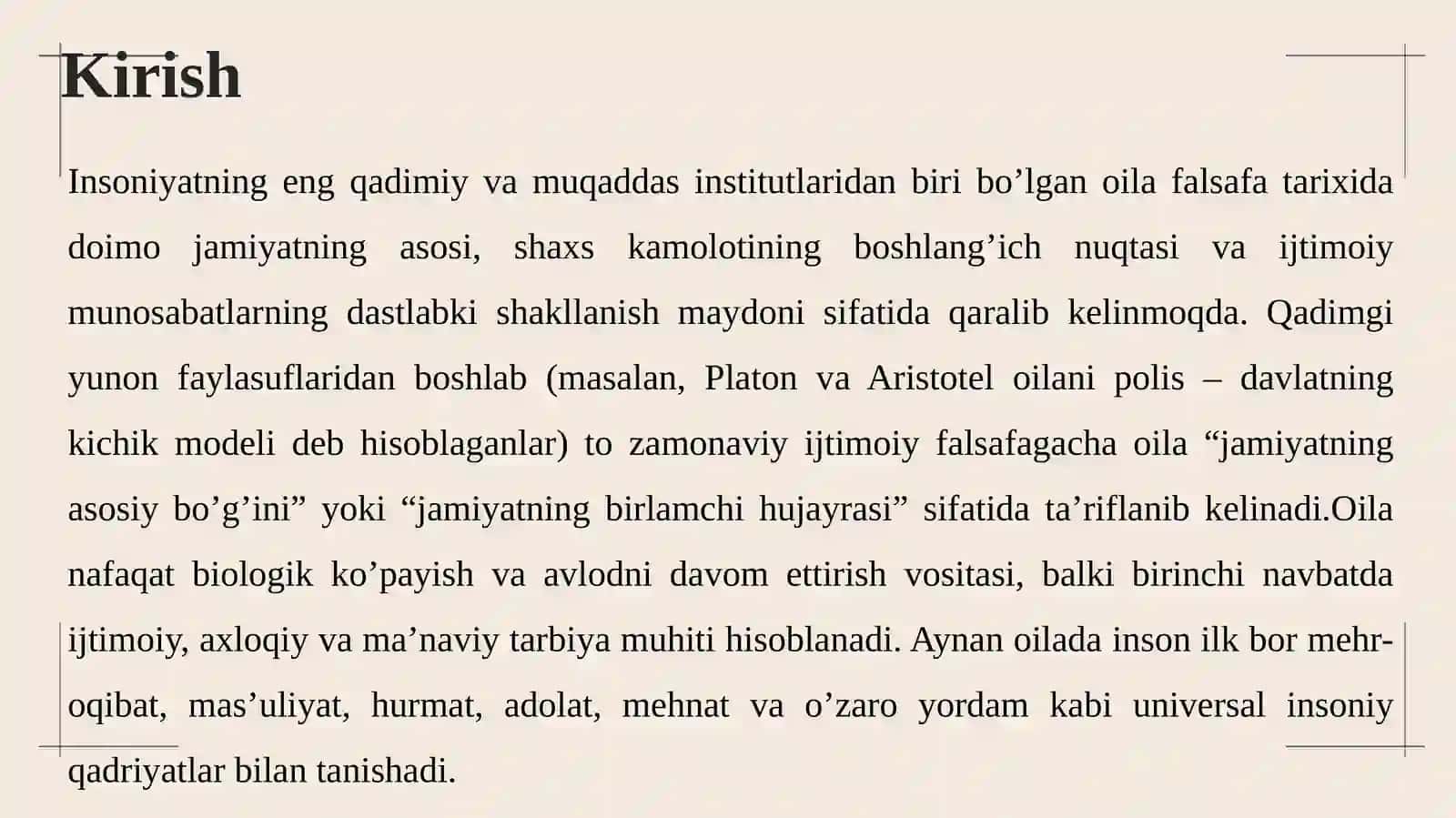 Oila — jamiyatning asosiy bo’g’ini sifatida. 3