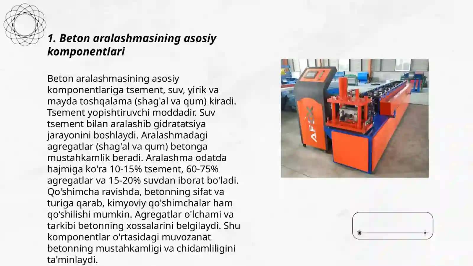 Betonning ishlab chiqarishdagi tarkibini aniqlash 3