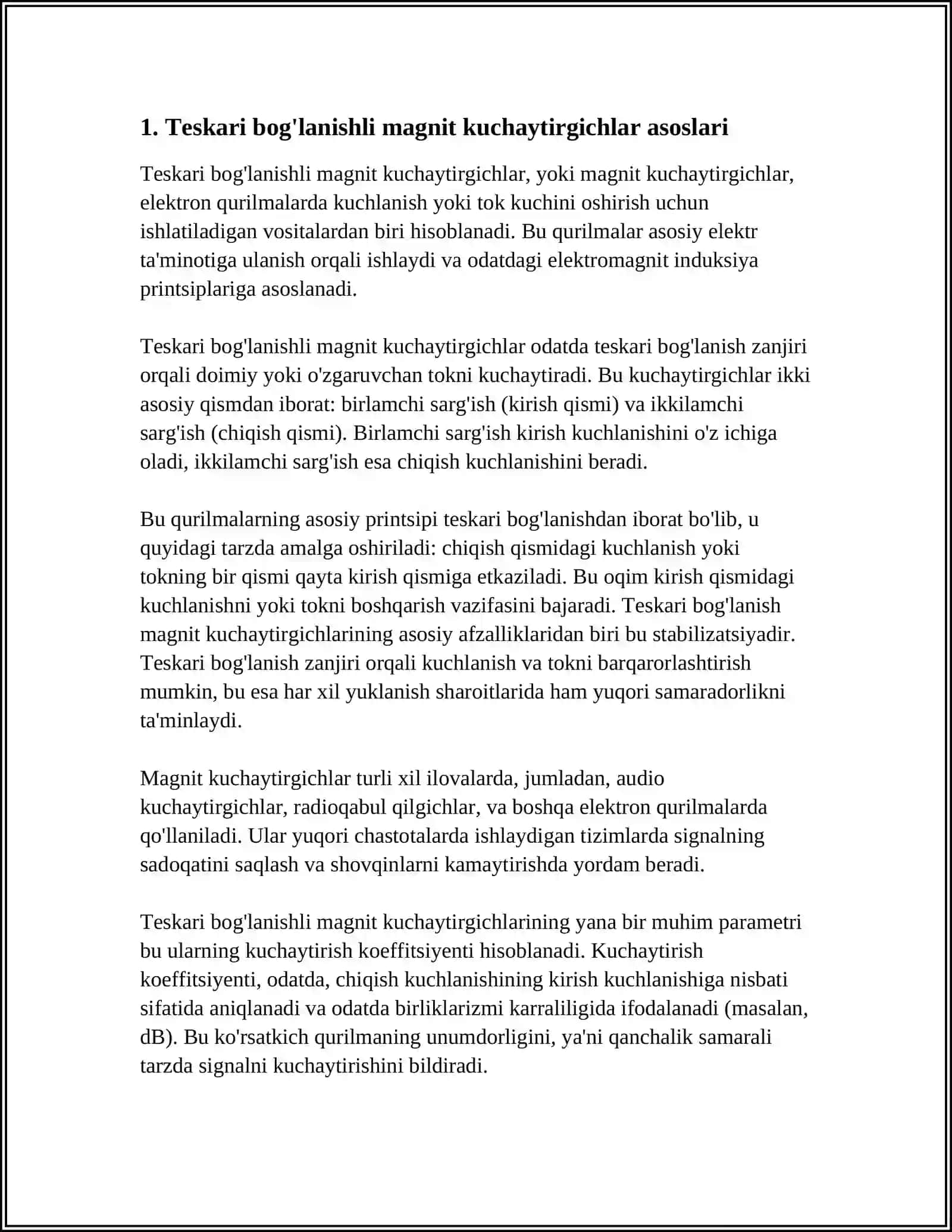 TESKARI BOG'LANISHLI MAGNIT KUCHAYTIRGICHLAR 3