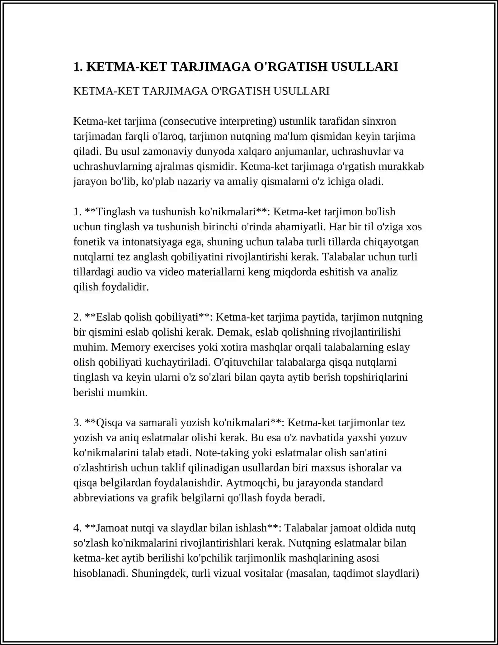 KETMA-KET TARJIMAGA O'RGATISH USULLARI 3