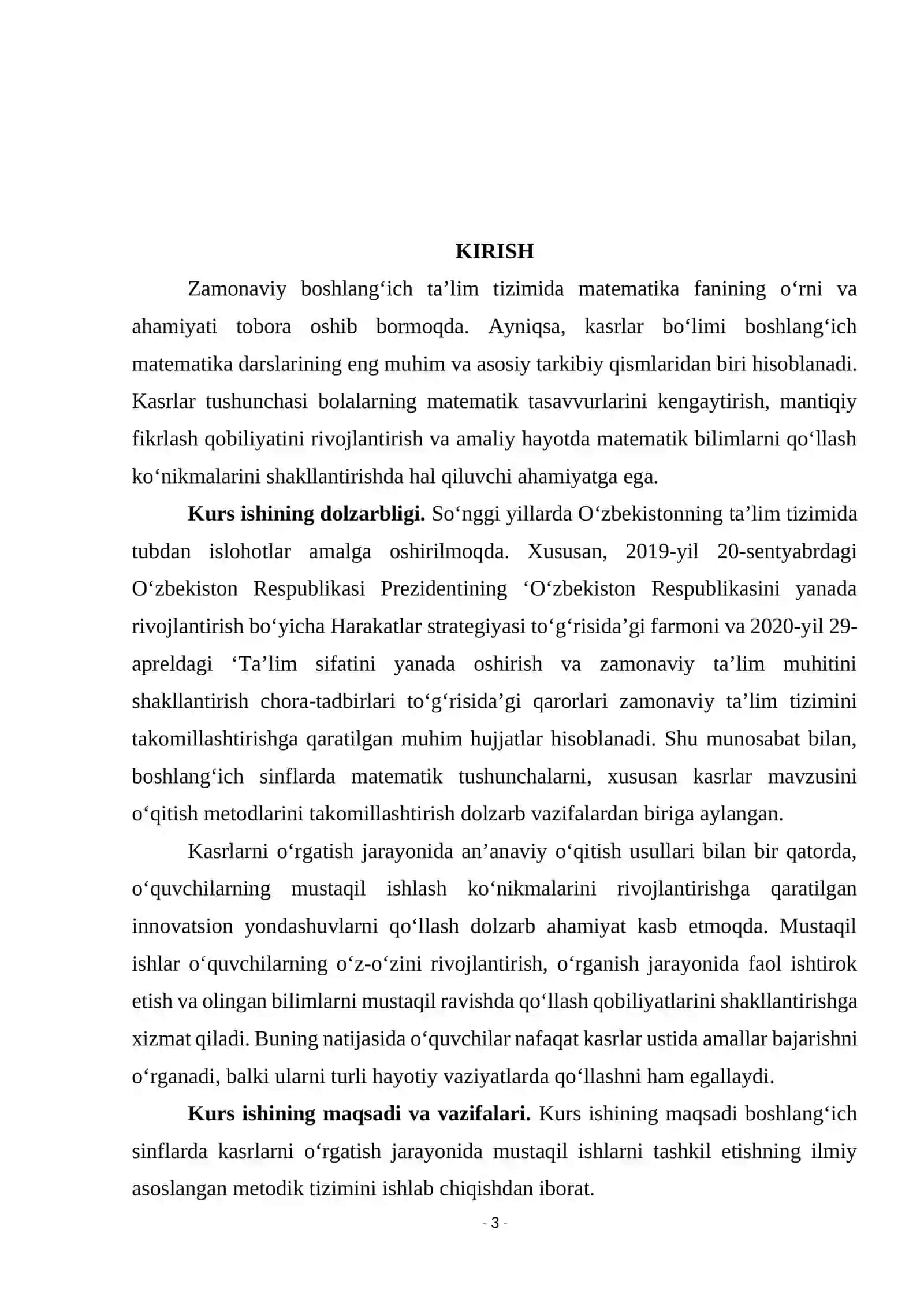 Boshlang‘ich sinflarda kasrlarni o‘rgatish jarayonida mustaqil ishlarni tashkil etish metodikasi 3