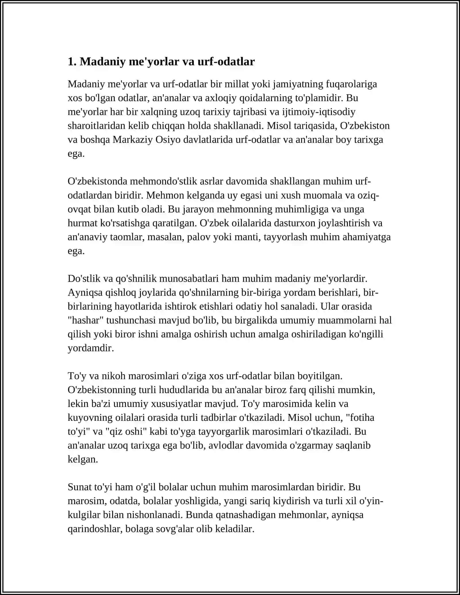 DUNYO XALQLARI MADANIYATIDAGI UMUMIYLIK VA FARQLAR MAVZUSIDA 3