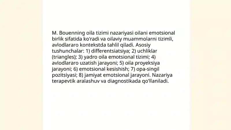 Oila tizim sifatida (M Bouen) 3