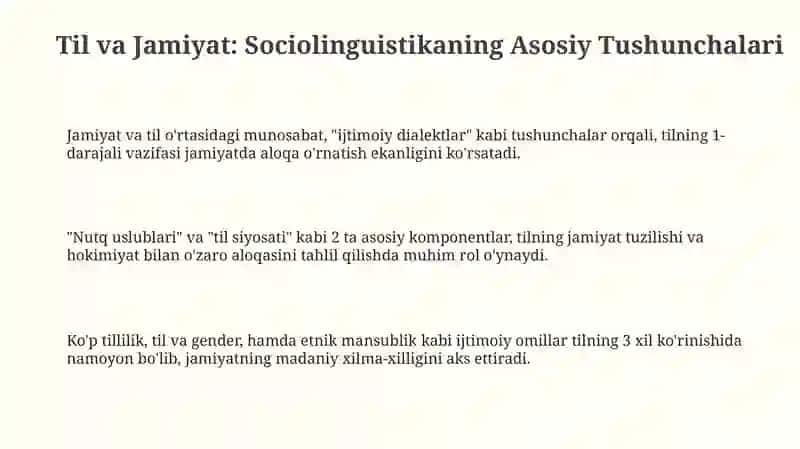 Til va Jamiyat: Sociolinguistikaning Asosiy Tushunchalari 3