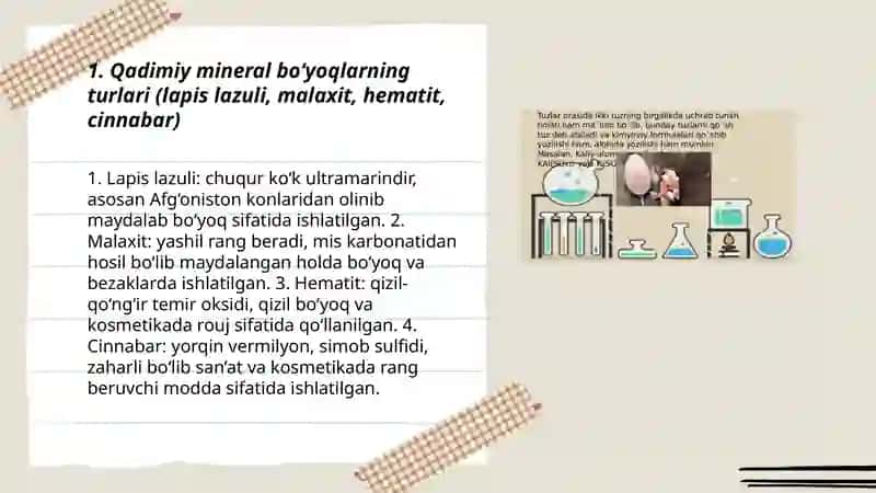 Qadimiy mineral va oʻsimlik boʻyoqlari 3