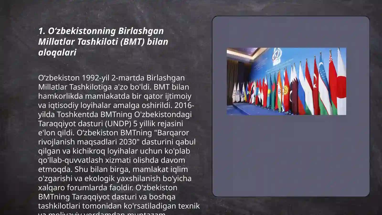 Oʻzbekistonning xalqaro tashkilotlar bilan hamkorlik aloqalari 3