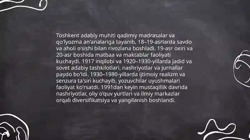 Toshkent, Xorazm va Qoʻqon adabiy muhiti 3