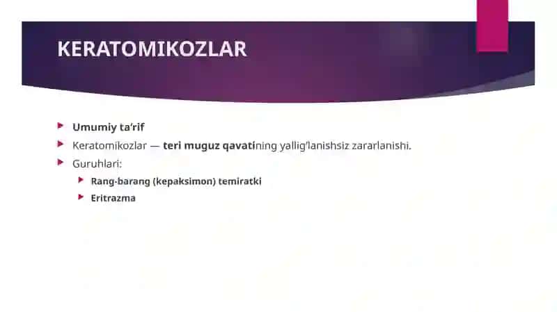 Keratomikozlar va Dermatomikozlar 3