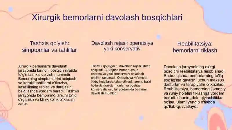 Xirurgik bemorlarni davolash bosqichlari 3