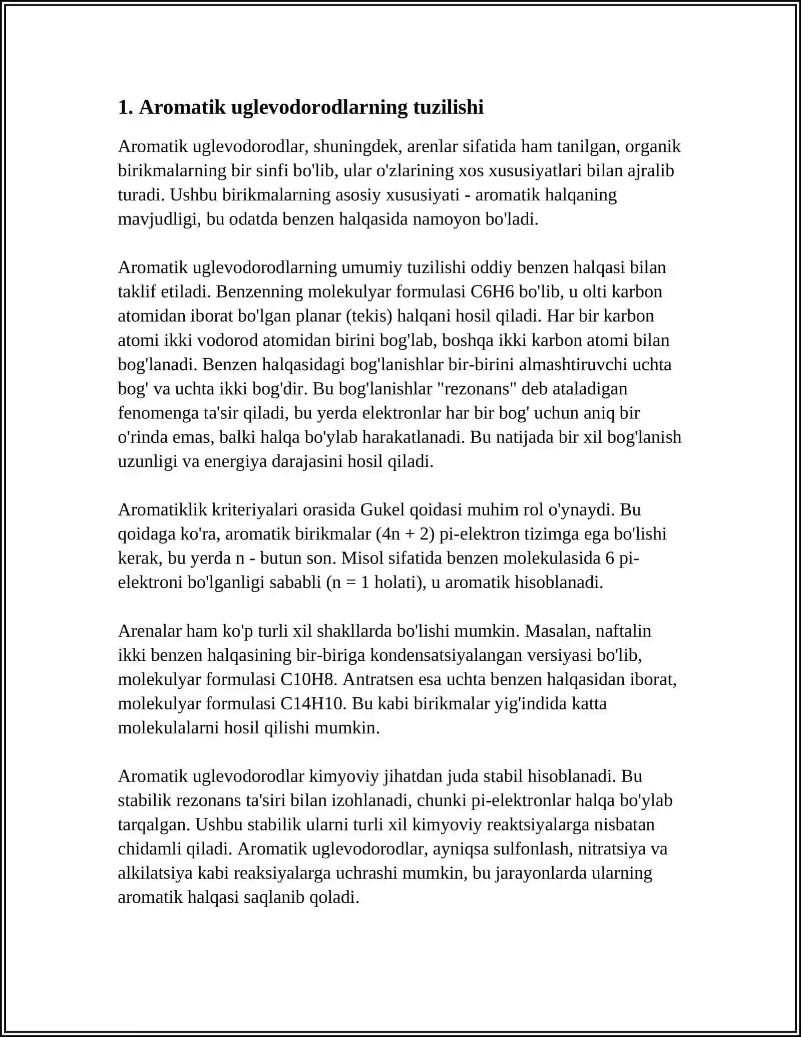 AROMATIK UGLEVODORODLAR MUSTAQIL ISH 3