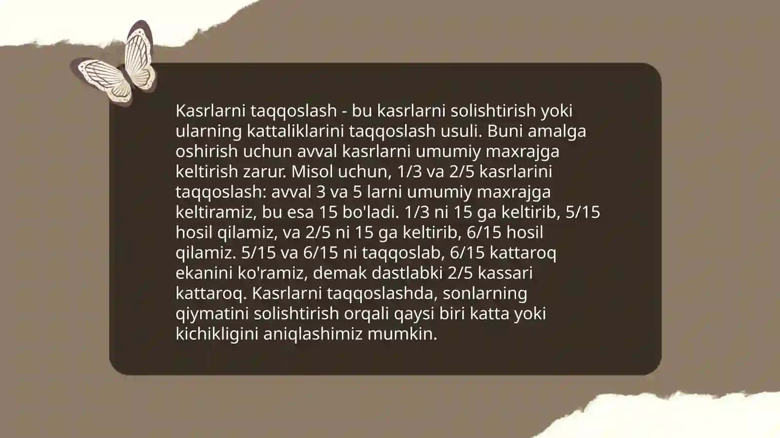 O'nli kasrlarni bo'lish 3
