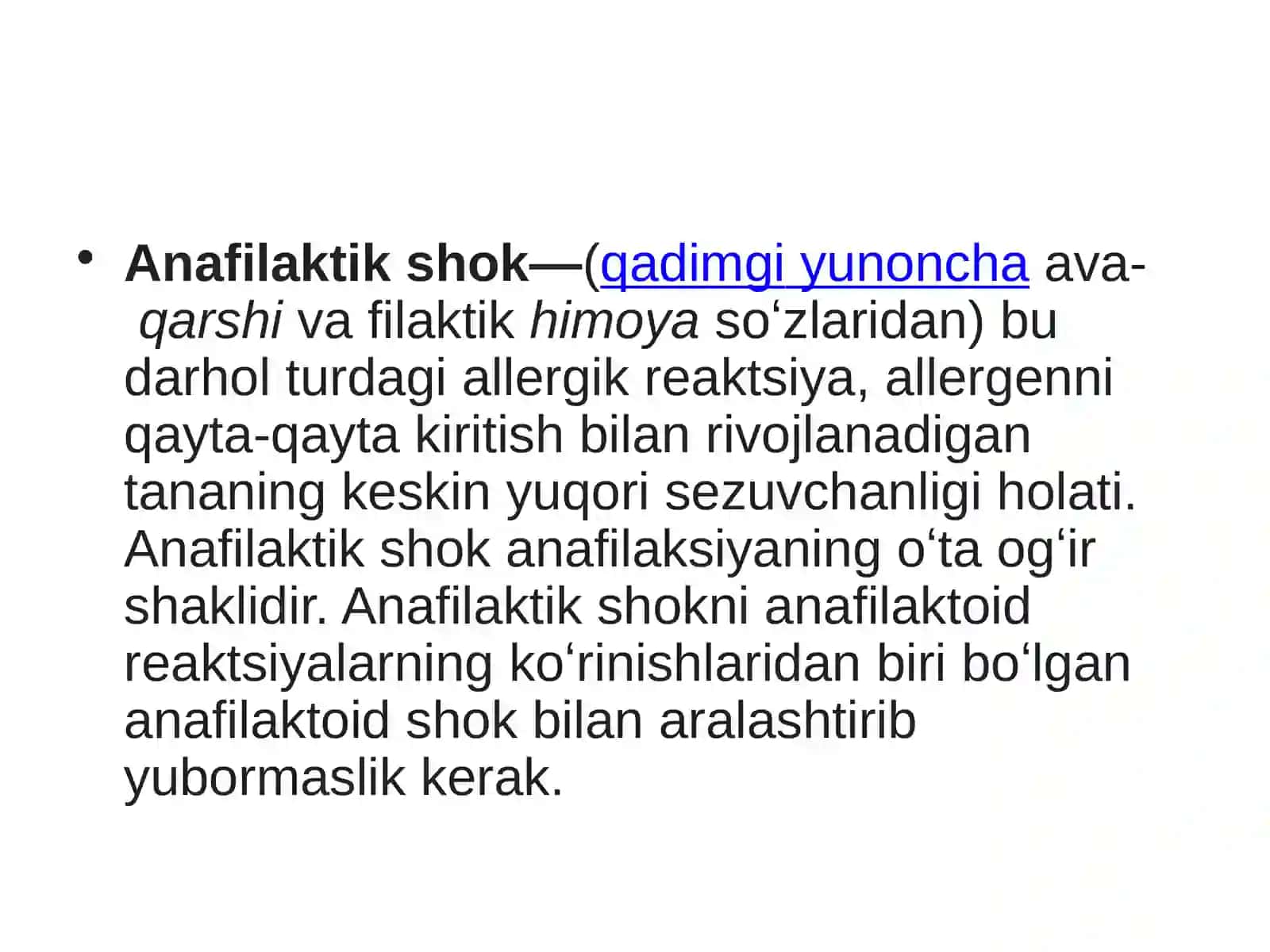 Anafilaktoid shok diagnostikasi va klinikasi 3